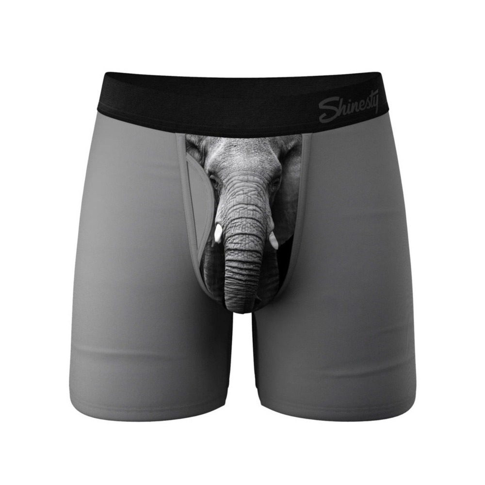Shinesty Mens Ball Hammock Elephant Boxer Briefs The Junk In The Trunk Gray Med